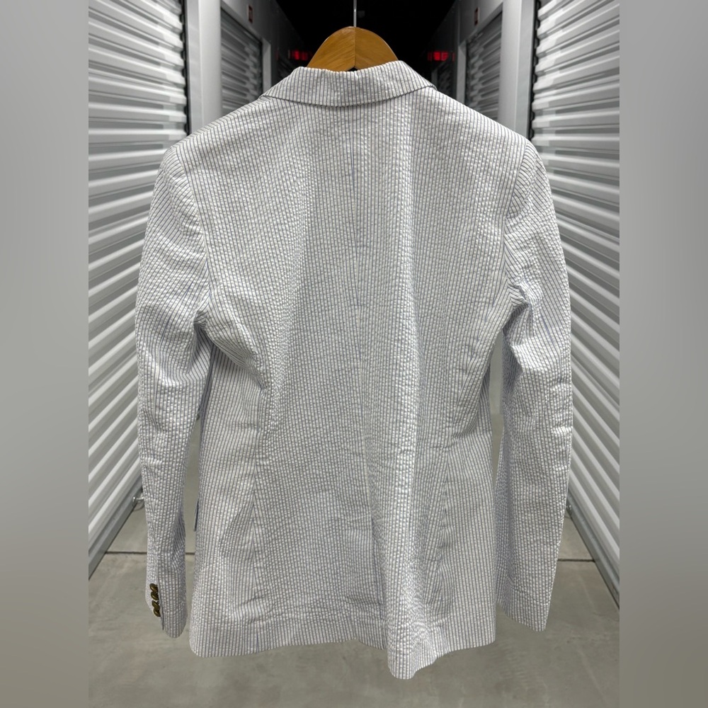Polo by Ralph Lauren Women’s White and Blue Seersucker Striped Blazer - Picture 10 of 10